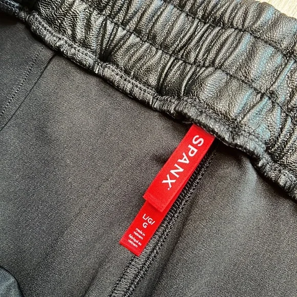 NEW! SPANX Faux Leather Jogger Pants BLACK, SIZE LARGE 0865